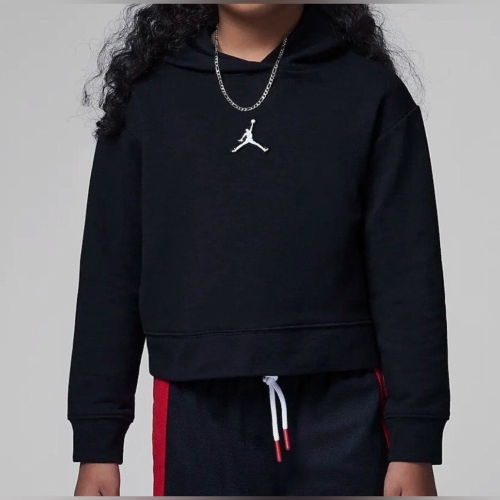 Jordan NEW Girl’s Pullover Athletic Hoodie, Black, Size 6.